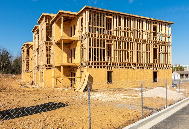 a snapshot of temporary chain link fences protecting a large construction project from unauthorized access in Southington, CT